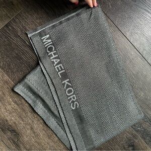 Michaels Charcoal Gray Women’s Scarf silver metallic detail zig zag poly blend